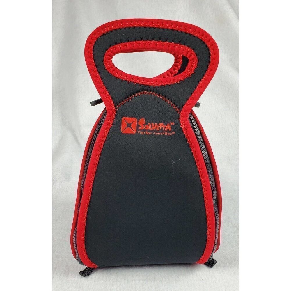 Solvetta Flat Lunch Box Insulated Foldable Placemat Black Red Lightweight School